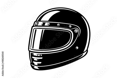 Vintage racing helmet outline with classic visor shape