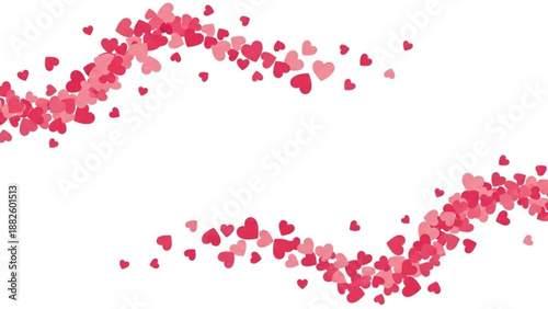 Red hearts pattern creating decorative border on white background  