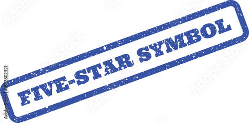 Five Star Symbol blue grunge stamp graphic for quality rating and customer feedback visuals
