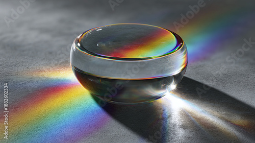 A prism refracting light into a spectrum of colors, showcasing the beauty of light