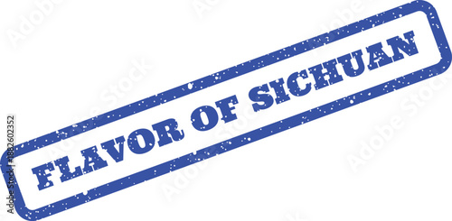 Flavor of Sichuan blue distressed stamp graphic for Chinese culinary arts and regional branding