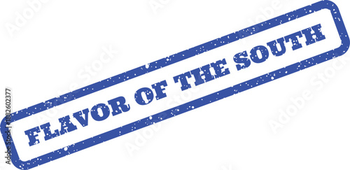 Flavor of the South blue distressed stamp graphic for regional American cuisine and products
