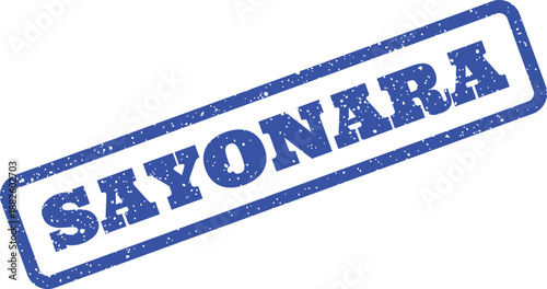 Grunge textured stamp with the Japanese word SAYONARA for a farewell or departure concept