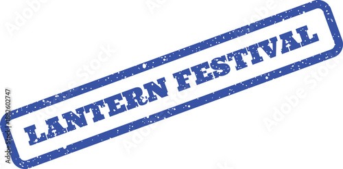 Grungy blue rubber stamp effect displaying capital letters for Lantern Festival within a neat rectangular frame