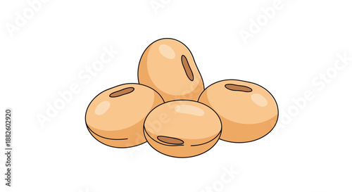 A small pile of four cartoon-style soybeans, a versatile and protein-rich legume, isolated on a white background for food concepts.