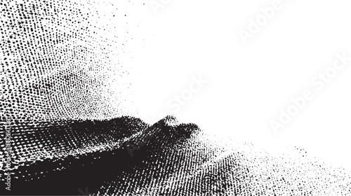 Abstract black and white textured background with a dense dot pattern creating a sense of depth and organic curvature in a monochrome palette