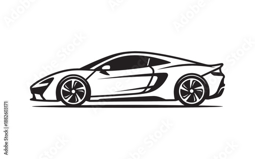 Luxury Supercar Silhouette Vector Icon Isolated on White Background