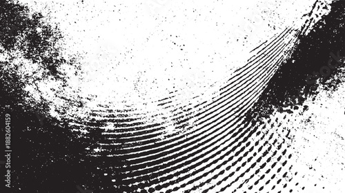Monochromatic abstract background with curved lines and gritty texture, evoking a sense of movement and decay in black and white