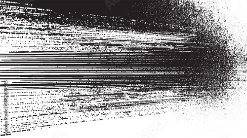 Abstract distressed grunge texture with horizontal lines and scattered dots creating a dynamic and energetic visual effect in black and white