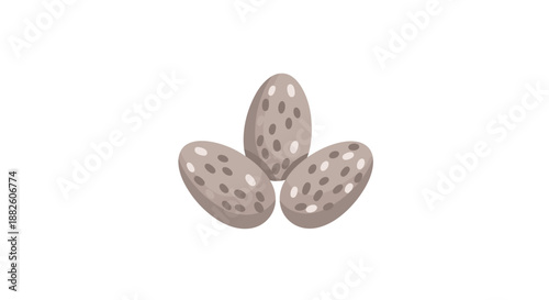 Macro vector illustration of three oval-shaped, speckled grey chia seeds, a popular superfood known for its nutritional benefits.