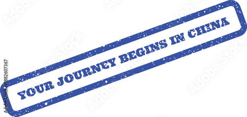 Official blue stamp impression featuring Your Journey Begins in China for international destination marketing