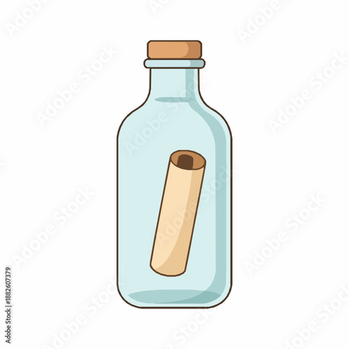 Message in a bottle color vector isolated on white background
