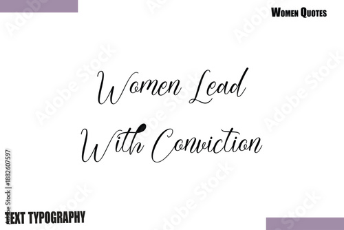  Women Lead With Conviction   Women Feminist Typography Vector Saying