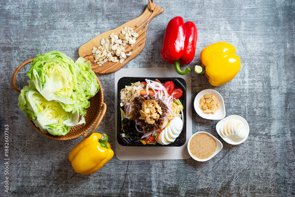custom made wallpaper toronto digitalSalad with meat in a bowl