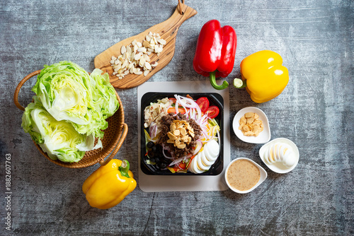 Wallpaper Mural Salad with meat in a bowl Torontodigital.ca