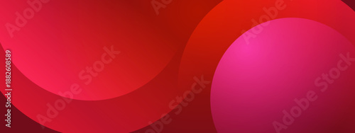 Vibrant deep red and hot pink overlapping circular layers creating a bold sense of depth and modern digital motion