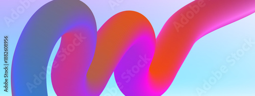 Elegant three dimensional wave shape in pink and purple tones floating in a bright airy space