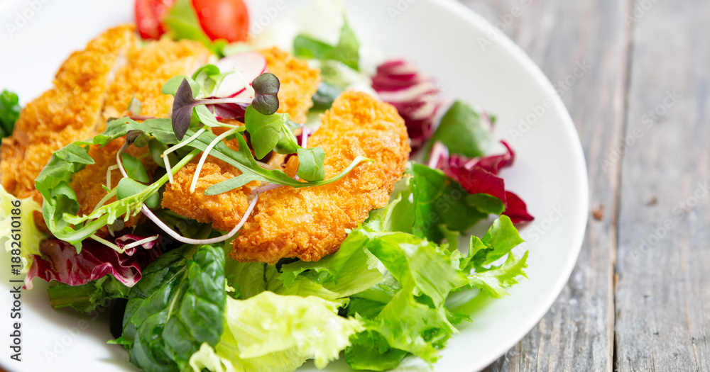 custom made wallpaper toronto digitalSalad with pork cutlet on a plate