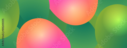 Playful abstract pattern with rounded organic forms and gentle color blending on a forest green base