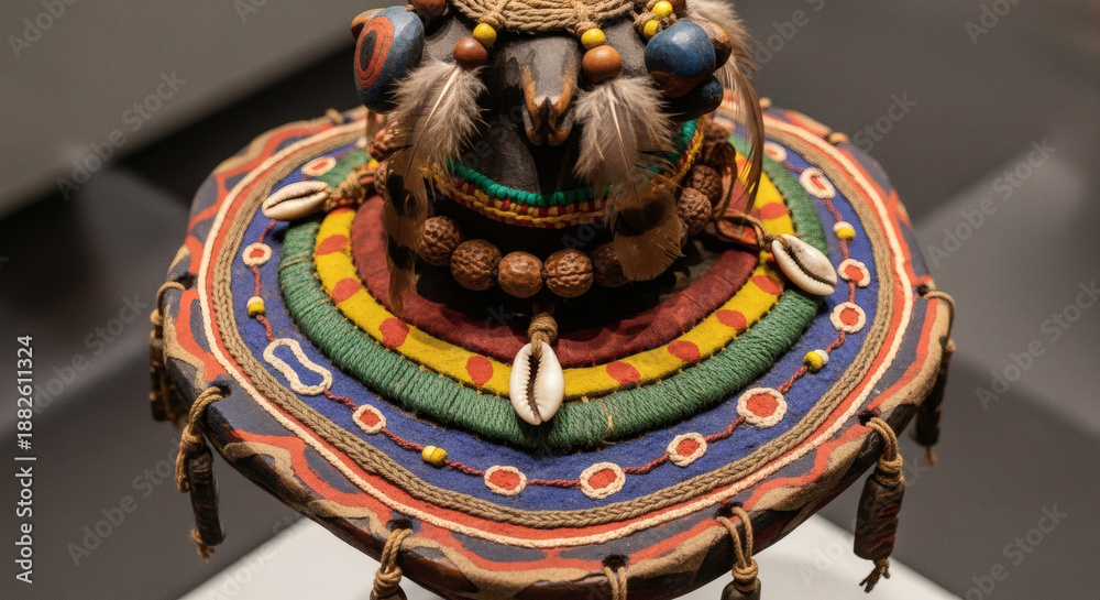 custom made wallpaper toronto digitalAfrican tribal headdress with colorful cowrie shells.