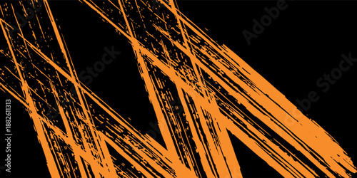 orange black brush Car sticker wrap pattern banner abstract sporty lines black orange color combination grunge brush modern pattern racing motorsport vector design.