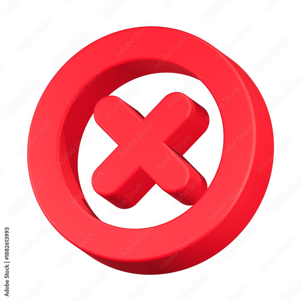 Fototapeta premium cross mark icon 3d render red circle