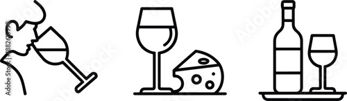 Wine Glasses and Cheese Illustration