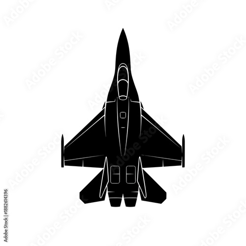 Top View Silhouette of a Modern Fighter Jet Aircraft