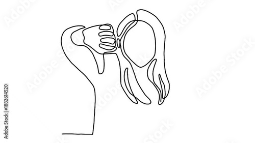 continuous line animation of woman showing thumbs down sign gesture 