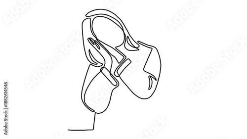 continuous line animation of tired sleepy young woman
