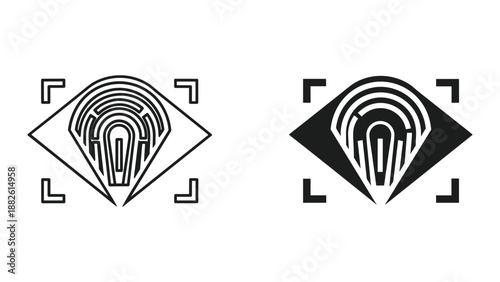 Fingerprint icon design with diamond shape