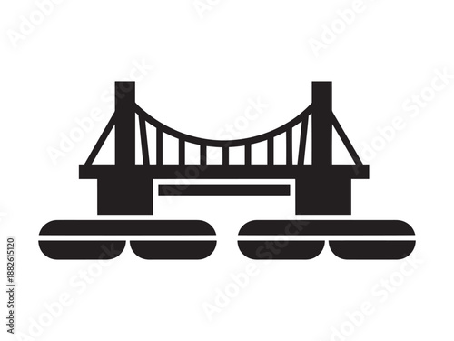 Suspension bridge on floating pontoon platforms for marine transportation and modern civil engineering
