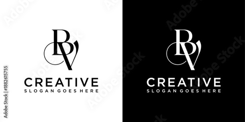  BV or VB initial letter logo design vector