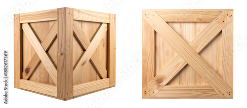 Set of wood box isolated object