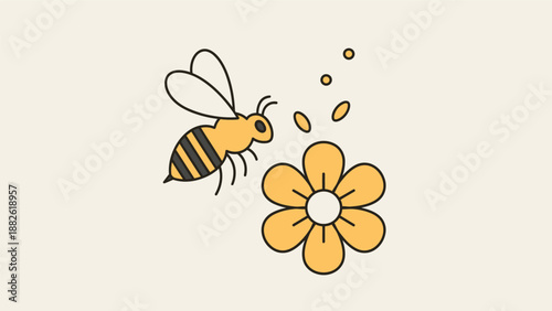 A bee flying towards a flower.