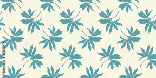Seamless vintage floral pattern with summer leaves and spring flower ornaments creating a nature vector illustration for a decorative wallpaper backdrop