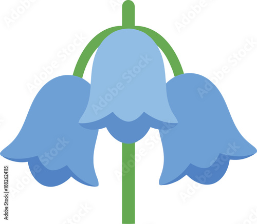 Bluebell Flower Vector Illustration Isolated on White, Minimalist Spring Floral Clipart