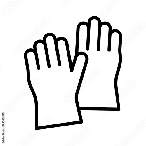 Protective rubber gloves for washing, linear icon. Safety equipment, hand protection, housework, and chemical care. Line with editable stroke