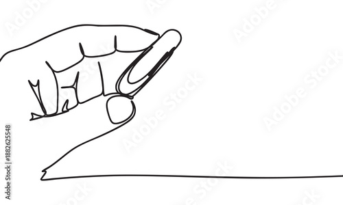 Line Drawing of a Hand Holding a Paper Clip