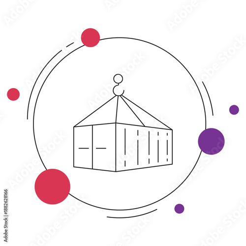 Shipping Container Icon, Global Cargo Box, Modular Storage Unit, Secure Freight Solution, vector