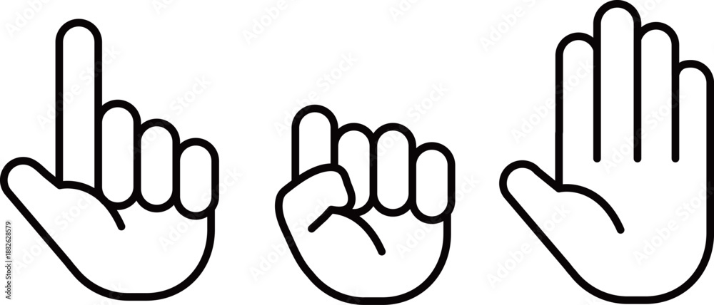 Obraz premium マウスカーソルのセット 手 指差し 掴む 放す