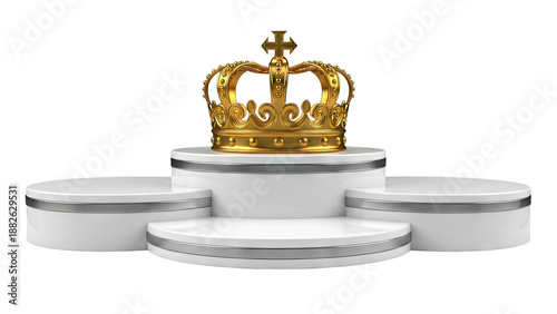 Golden Crown on a White Podium