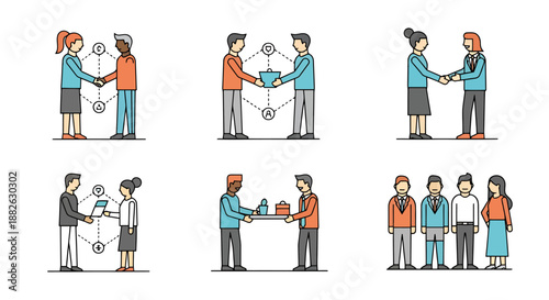 Diverse work teams collaborate and finalize agreements through professional engagement and partnership development strategy