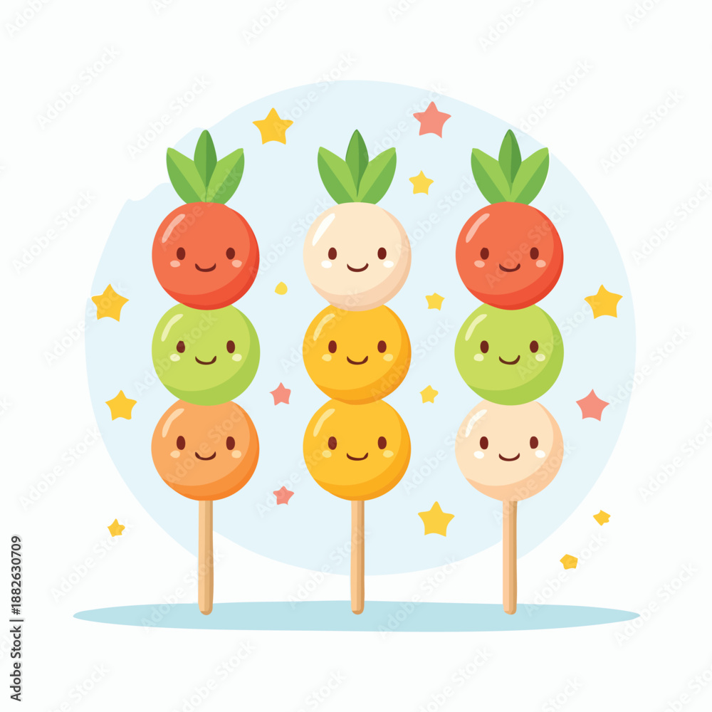 Fototapeta premium Four cute fruit