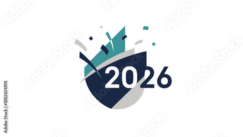 Happy New Year 2026 Celebration Graphic with Confetti