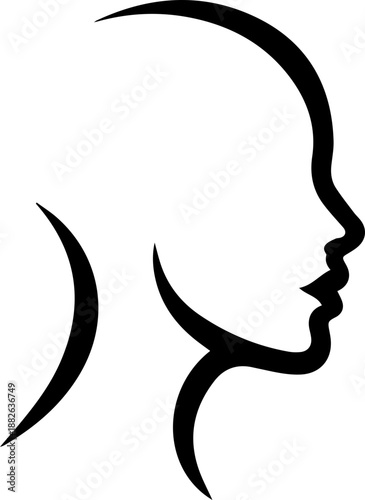 Elegant Minimalist Profile Logo of a Woman's Face, Symbolic Vector for Beauty and Salon