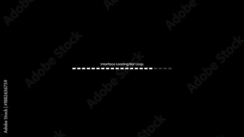 Interface Loading Bar Motion Graphics Loop Animation Video, RGB + Alpha Black Background.
