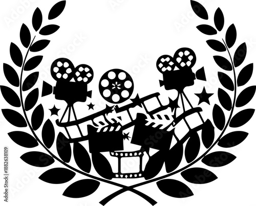Film and cinema icon with laurel wreath award
