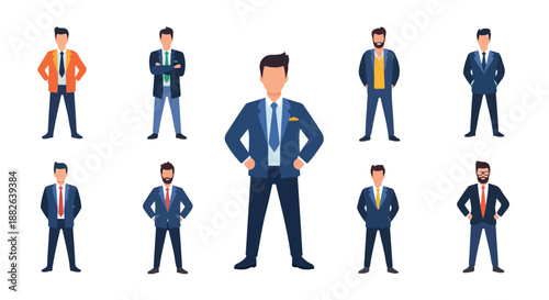 Group of men in business attire with transparent background