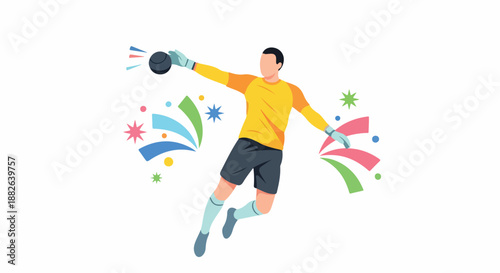 Handball goalkeeper action with transparent background